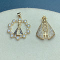 Plated Gold Rhinestone Medal Virgin Mary Pendants Charms for Jewelry Making Religion Necklace Earrings Accessories MegaBDM
