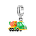 Car General Mobilization Cement Truck New 925 Sterling Silver Pendant Enamel Beads Fit Original Charm Bracelet Jewelry Making