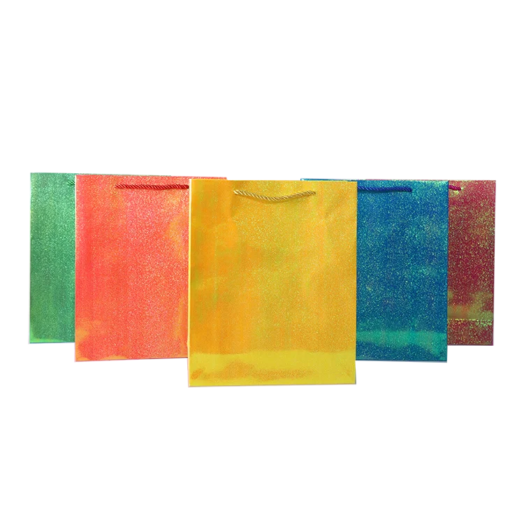 Phantasy Luxury Shopping Package 210gsm Coated Paper Gift Bag Rainbow-Colored Glitter Bag Colorful 210gsm Gift Paper Bags
