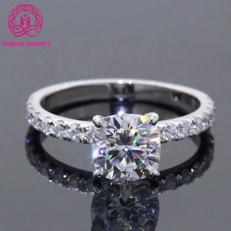 Free Shipping Fashion Jewelry 14K Solid Gold Ring Fancy Cushion Cut 1.5 Carat Moissanite Solitaire14k Gold Engagement Ring
