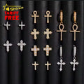 Cheapest RTS Moissanite Cross Earring Fine Jewelry Gold Plated 925 Sterling Silver Iced Out VVS Moissanite Earrings
