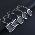 Metal Photo Frame Keychain Heart Round Square Shape Key Chain Apple Keyring DIY Logo for Lover Gifts Frame Keyrings
