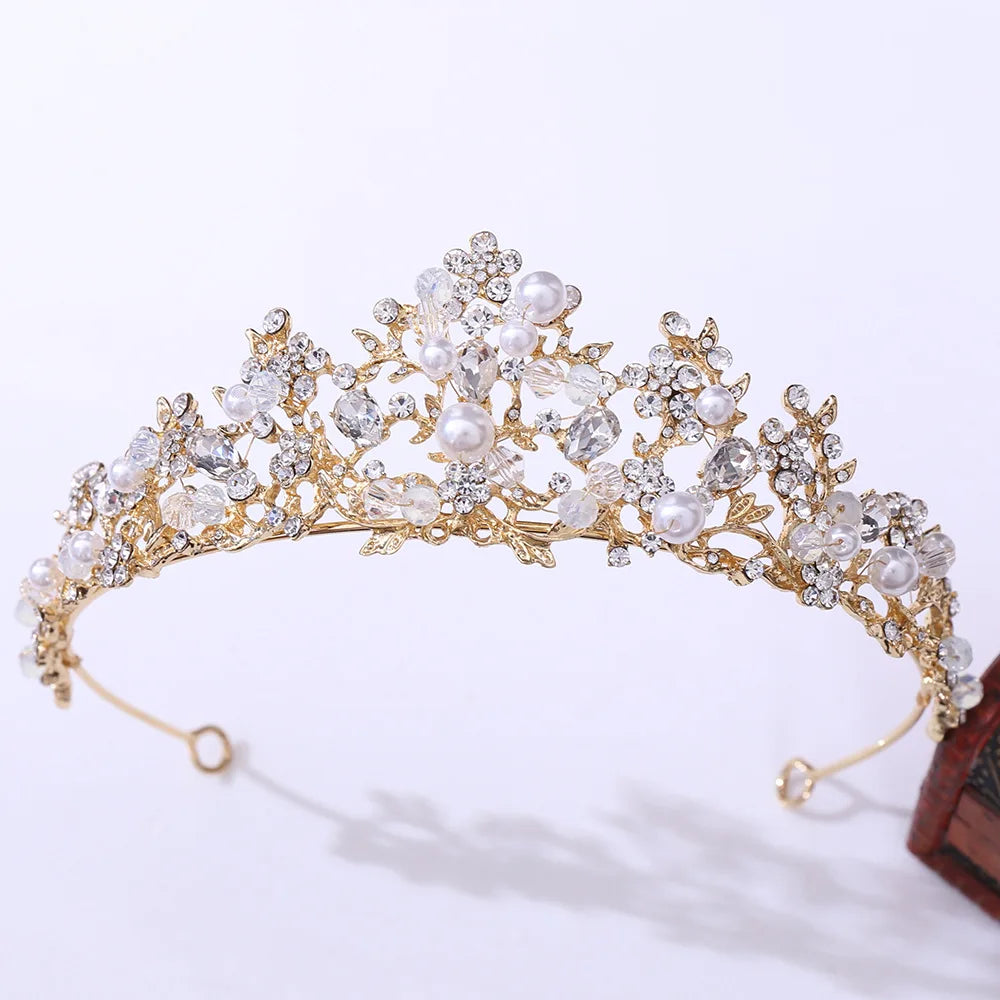 ZG1295 Top Quality Fashion Handmade Crystal Tiaras Women Flower Princess Crown Head Jewelry