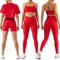Custom Logo Women Sport Clothes Ladies Gym Fitness Active Wear High Waisted Pants 4 Piece Set Seamless Yoga Set