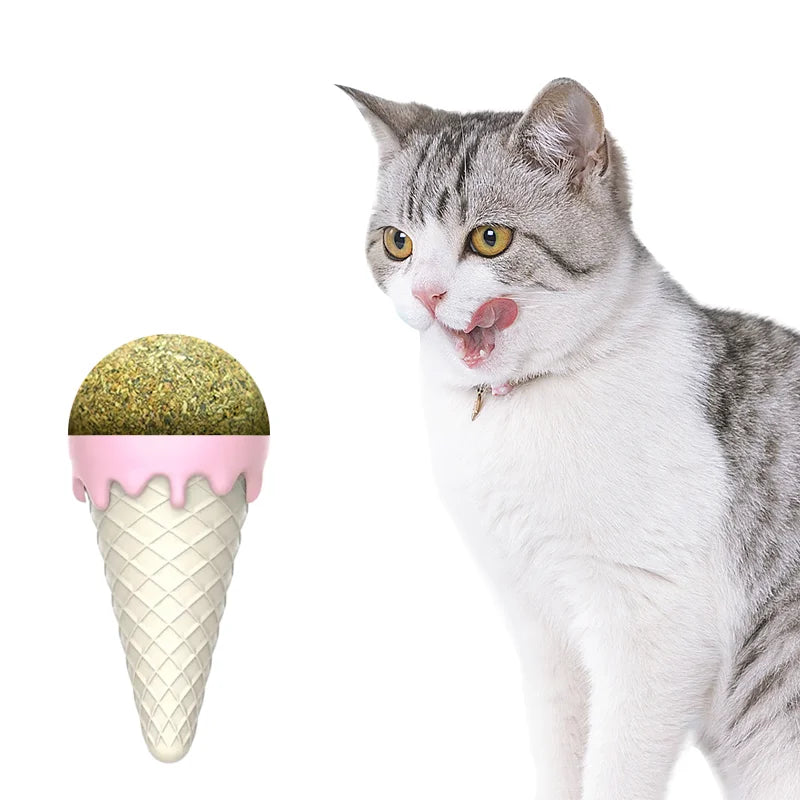 Ice Cream Catnip Spinning Ball Teeth Molars Teeth Cleaning Happy Self Hi Bite Interactive Toy Avocado