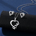 Hot Selling Women's Stainless Steel Heart Necklace and Earring Set Trendy Link Chain Cheap Wholesale