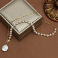 Original Design Special-Shaped Personality Clavicle Chain Stitching Natural Freshwater Baroque Pearl Necklace With Pendant