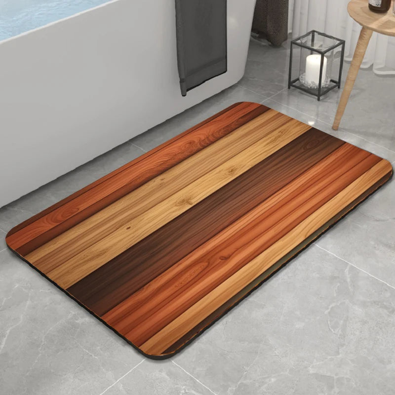Wood Grain Floor Mat Print Wood Bath Mat Bathroom Wooden Non-Slip Mat Custom Free Bathroom Decor