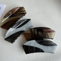 French Superior Large Simple Shark Clip Hair Claws for Kids Irregular Color Matching Stripe Acetic Acid Sensory Hair Care