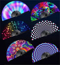 Abanico Neon Grande De Mano Promotional Foldable Wooden Customise Printed Fabric Spanish Folding Wood Hand Fan