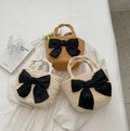 2026 New Stylish Bucket Bag Outdoor Shopping Beach Bags Summer Woven Tote Bag Girls Big Bow Casual Handbag for Vacation