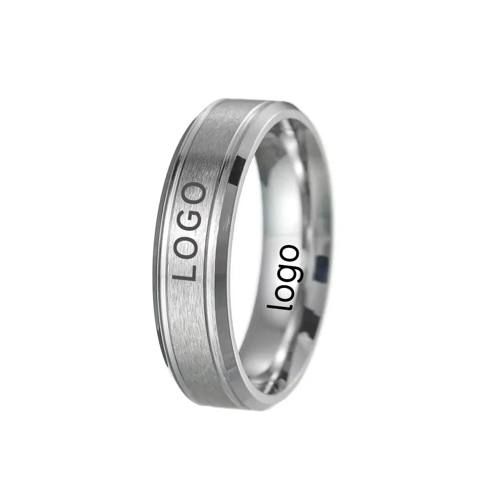 ShuoyeW 6/8mm Stainless Steel Ring Silver Black Gold Matte Brushed Double Bevel Basic Stainless Steel Ring Finger Rings 411
