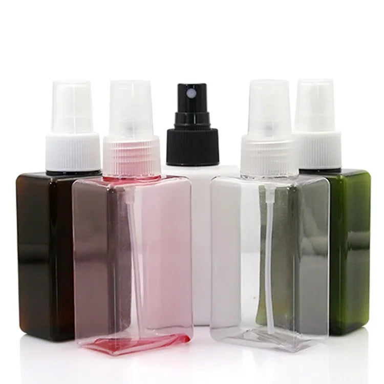 Square Plastic Spray Bottle 100ml Clear Pink White Brown PETG Cosmetic Packing Refillable Empty Fine Mist Sprayer Bottle