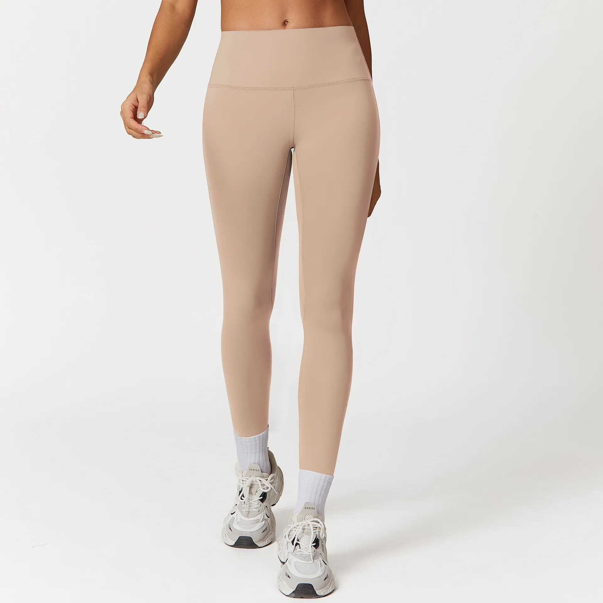 MAYYOUNG Women's Large Size High-Waisted Elastic Waist Ankle-Length Gym Tights Solid Pattern Workout Fitness Sports Seamless