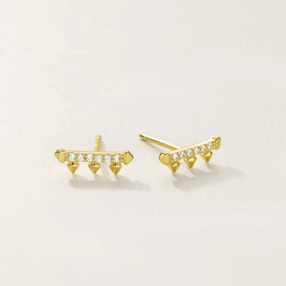 Nagosa Simple Jewelry 18k Gold Vermeil 925 Sterling Silver Cubic Zirconia bar Spike Stud Earrings
