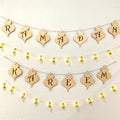 PaFu 2023 Wooden Ramadan Banner Ramadan Mubarak Sign Eid Mubarak Islamic Wall Art Banner With Lamp Lantern Decoration