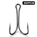High Strength Double Hook 8# - 4/0#  50pcs/pack Open Shank Frog Hooks Barbed Fish Hook for Saltwater Freshwater