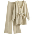 Boutique Wholesale 2026 Autumn Knitted Cardigan Jacket Loose and Fashionable Wide Leg Pants Women's Set