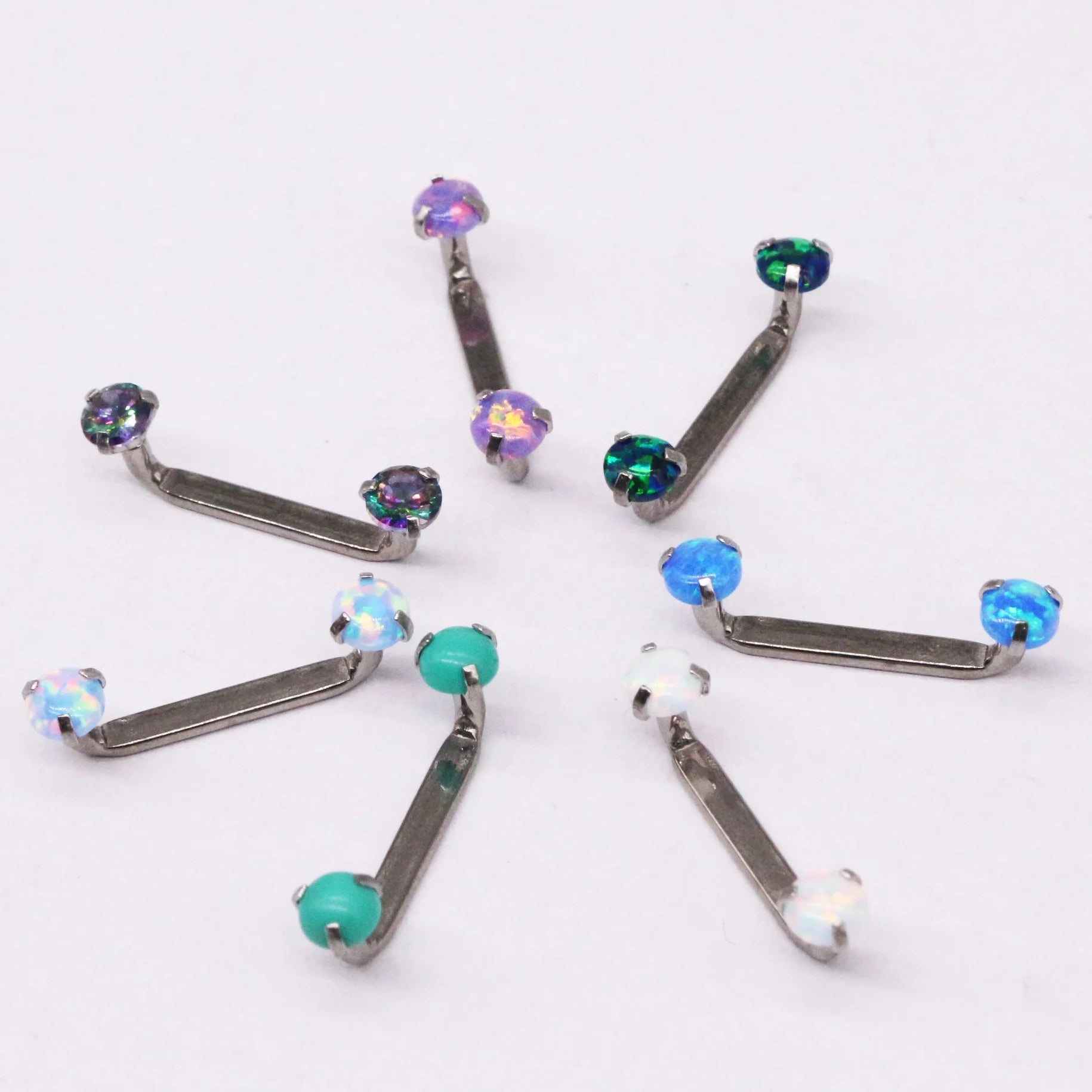 Gaby Titanium Christina Piercing Jewelry L Shaped with Opal Discs Body Piercing Jewelry