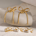 Summer Style Love Heart Bow Knot Stainless Steel Jewelry Set Waterproof Earrings Stud for Women Set