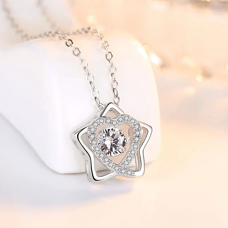 Star Moissanite Diamond Necklace Arrival 925 Sterling Silver New Sparkling Star of David North for Women Latest Necklace Designs