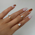 2024 Dazan Summer New Ins Trendy 18k Pvd Gold Plated Stainless Steel Cute Minimalist Water Drop Zircon Ring for Daily Women