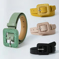 Women's Summer Retro Pattern Buckle  Belt Colorful Pu Leather Belt Comfy Belts for Women Dress Pants