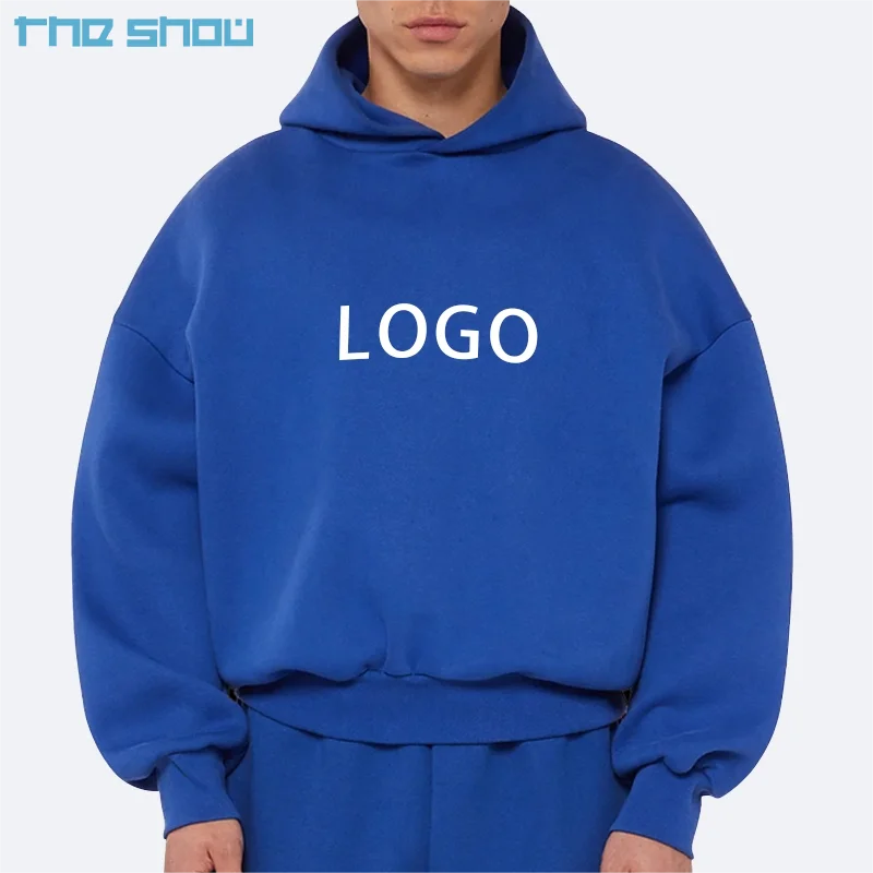 Blank Plain Hoodie Manufacturers Heavyweight No String Cotton French Terry Custom Cropped Oversized Boxy Hoodie Men Hoody