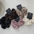 Wholesale Price Small Stone Satin Hair Scrunchies Solid Color Soft Fabric Diamond Ponytail Holder Hair Ties