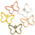 YuenZ 5 Colors butterfly Charm Hollow Glue Blank Pendant Tray Bezel Necklace Charms DIY Handmade Bezel Mold 21X16mm D2115