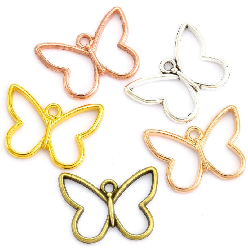 YuenZ 5 Colors butterfly Charm Hollow Glue Blank Pendant Tray Bezel Necklace Charms DIY Handmade Bezel Mold 21X16mm D2115