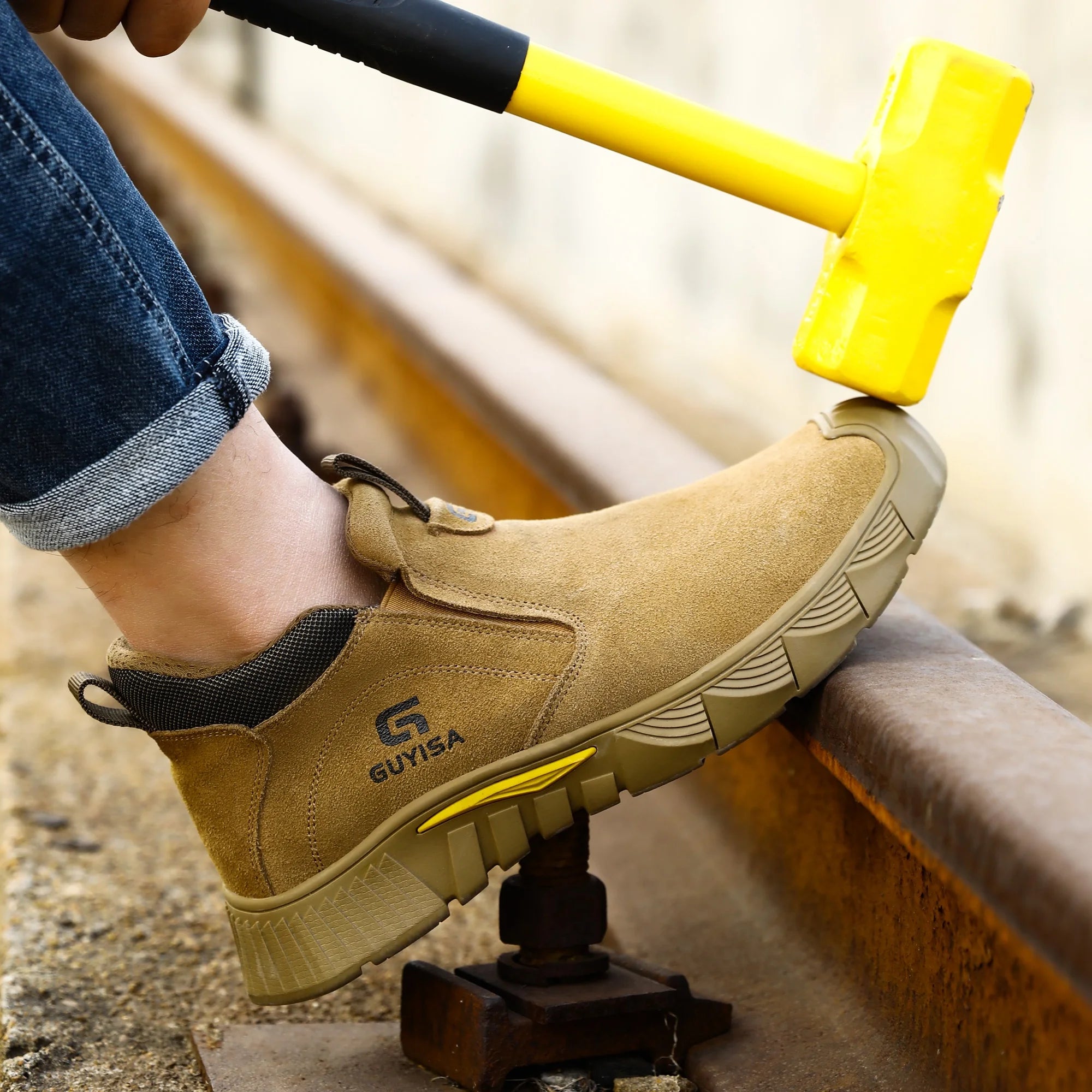 GUYISA New Safety Boots Outdoor Work Steel Toe Welder Safety Boots