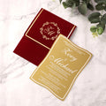 Customized Luxury Gold Mirror Acrylic Wedding Invitations with White Foil Velvet Envelope Elegant Music-Style Paper Decorations