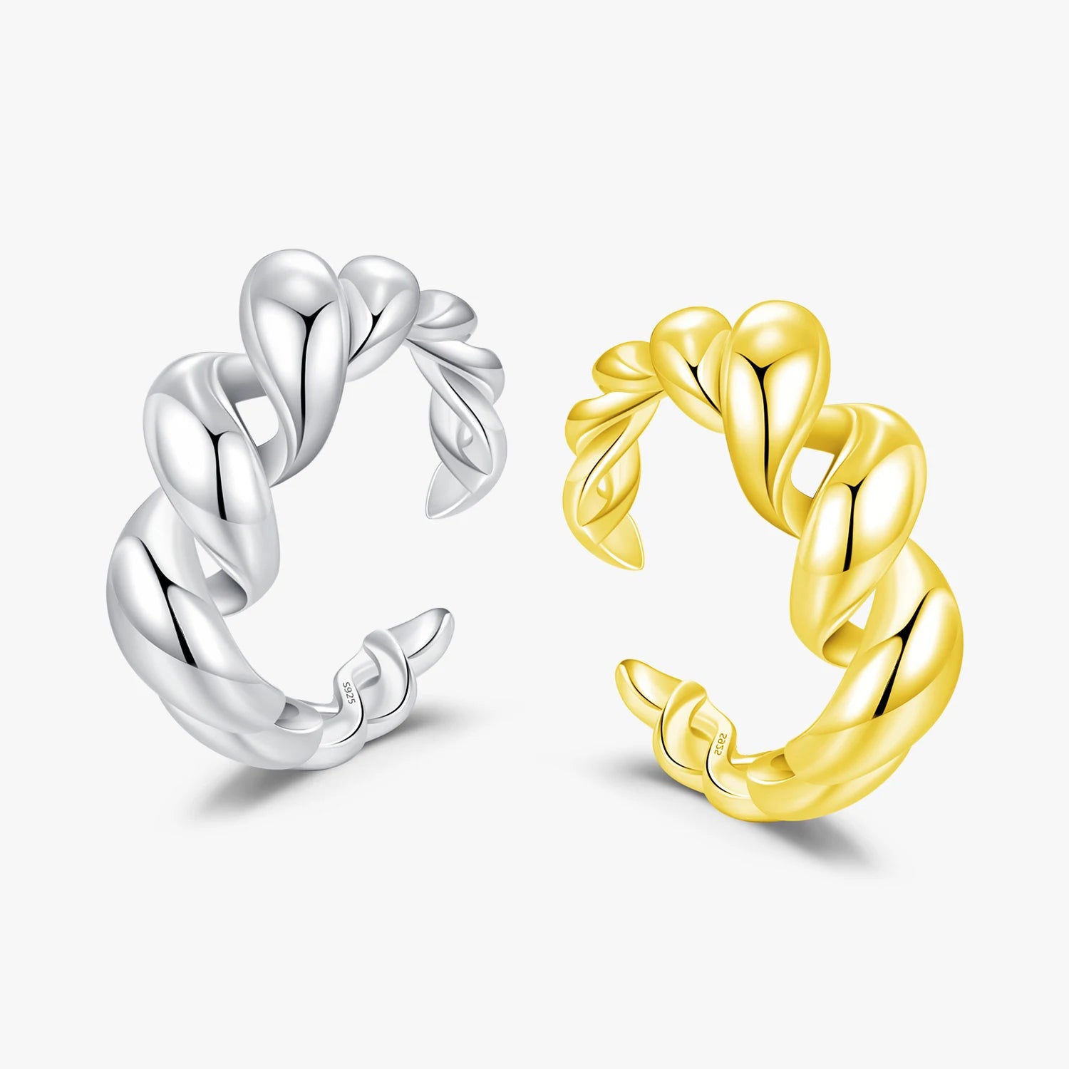 Smooth Twisted Trendy Ring Fine Jewelry 925 Sterling Silver Adjustable Simple Finger Rings for Women Female