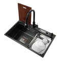 Black Handmade Single Bowl Stainless Steel Kitchen Sink with Knife Holder and Vegetable Washing Basin