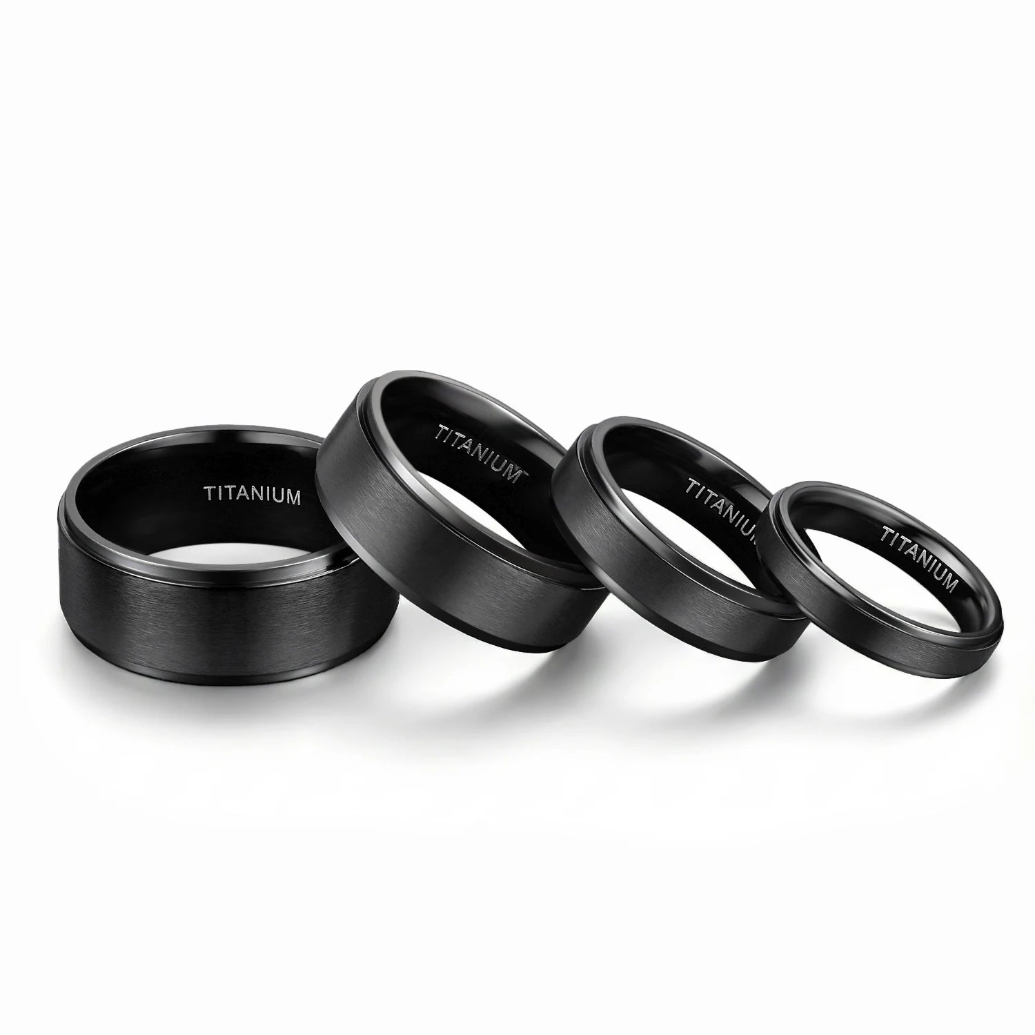 OAHLAN Fashion Jewelry Wholesale Price 4/6/8/10mm Band Black Plated Brushed Titanium Rings for Men's Wedding Valentine's Gift