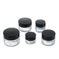 Empty Cosmetic Containers with Flat Shoulder Screw 5g-100g Black Transparent Glass Jars for Face Cream and Skin Care