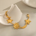 New Sunshine Women's Summer Stainless Steel Bracelet Sun Star Moon Pendant Gold Plated Beach Ocean Jewelry Trendy Style for Gift
