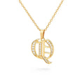 Euramerican Classic Geometric Ornaments Old English Letters Copper Zircon Pendant With Stainless Steel Chain Diamond Main Stone
