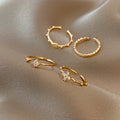 HOVANCI Adjustable Fashion Ladies Gold Finger Ring Set Ins Hollow Heart Cross Shape Index Resizable Finger Ring Set