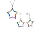 Wholesale Custom Trendy Star Silver Earrings Pendants Jewellery Set 925 Real Sterling Silver Women Jewelry Sets