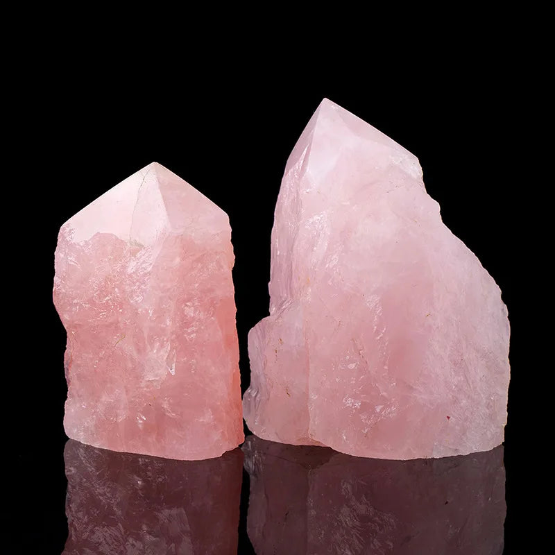 Factory Price Irregular Crystal Wand Natural Healing Stone Raw Rose Quartz Crystal Column Tower