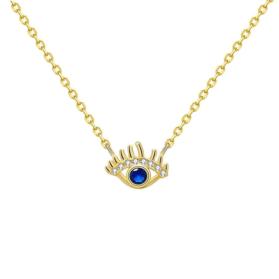 Wholesale Cubic Zircon Stone Necklace Blue Eye Pendant Necklace 925 Sterling Silver Necklace