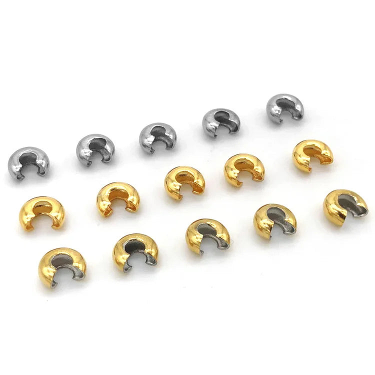 Crimp Bead Cover Wholesale Jewelry Accessories Findings Stainless Steel 18K Pvd GOLD Plating End Beads for Jewelry Making3-5 mm