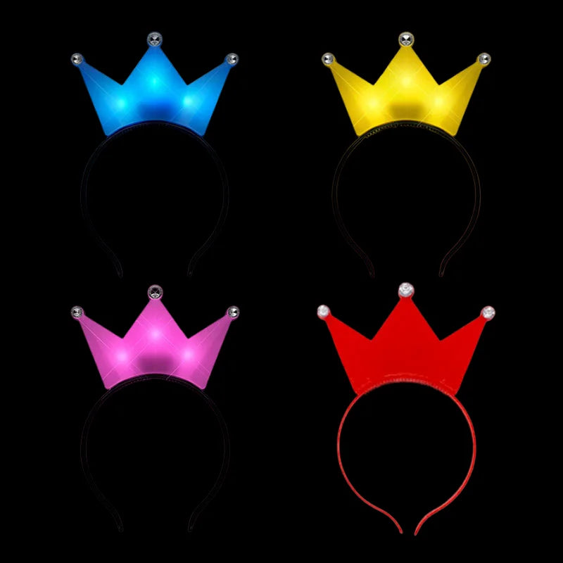 Led Light up Headbands White Crowns Led Crown Hair Hoop Glowing Night Christmas Wholesale Led Glow Crown Headband