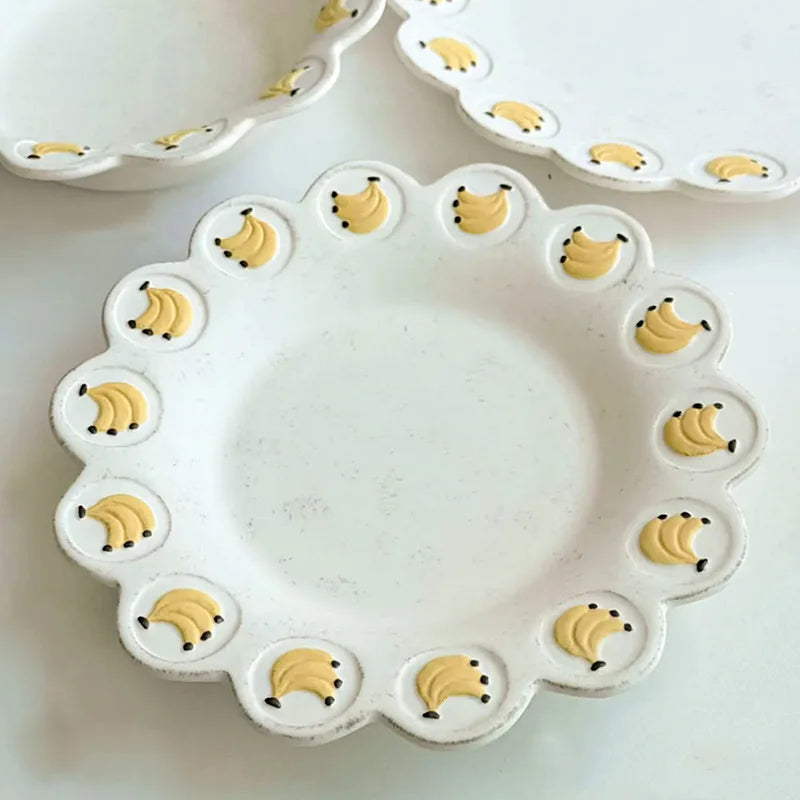 Creative Banana Tableware Set Ceramic Dinnerware Set Soup Bowl Salad Dish Plate with Banana Pattern