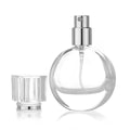 Wholesale Popular Glass Perfume Bottles 25ml Transparent Flat Round Glass Bottle Perfume With Pump Spray Cap