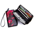 Wholesale lady large capacity flower designer hand-painted painting hand purse rfid secure phone long wristlet wallet women