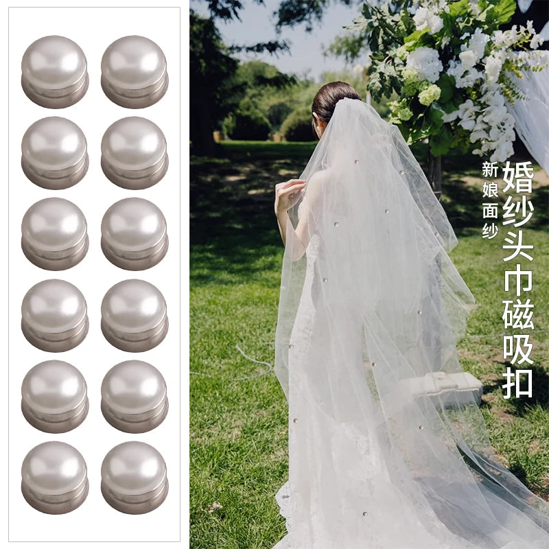 Magnetic Alloy Small Pearl No-Sang Brooch Buckle Hijab Scarf Pins for Engagement Weddings Parties and Gifts for Children