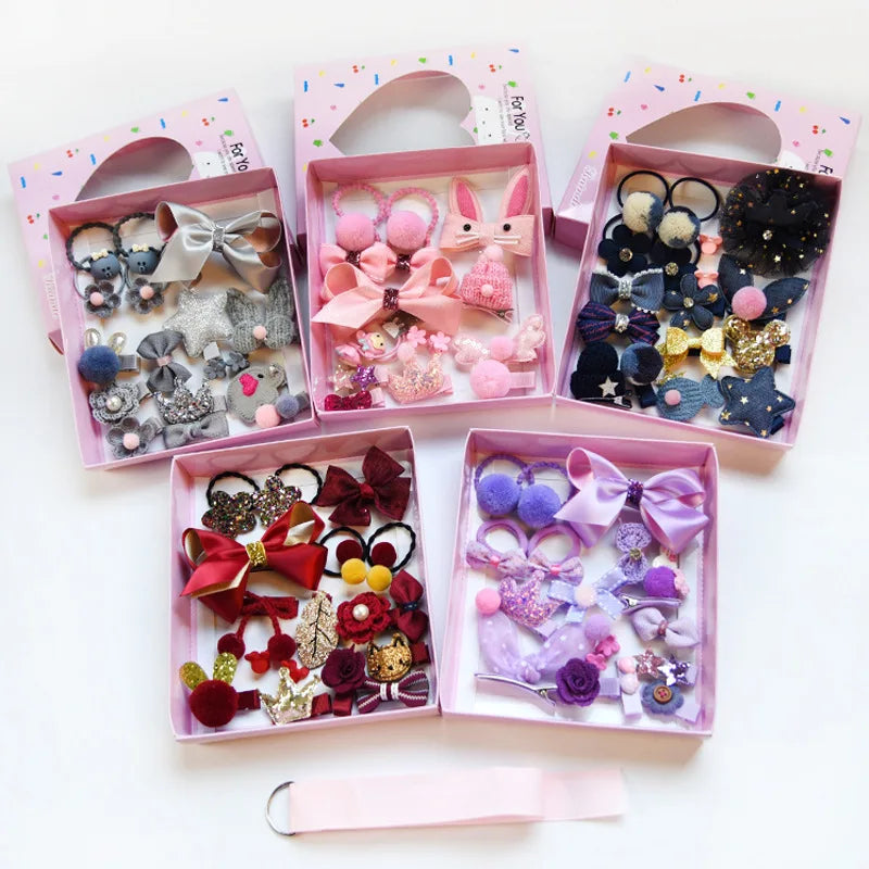 New Children's Gift Box Set Cute Cute Headdress Bowknot Hairpin Girl Princess Hair Jewelry